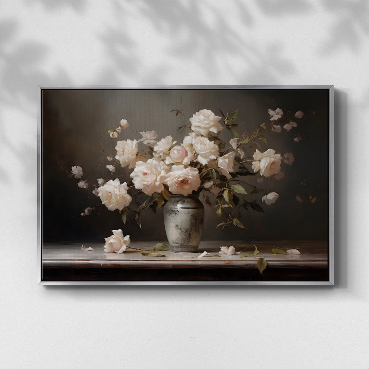 Vintage Botanical Print-LXII By Wexford Home Framed in Silver Wood Gallery Wrapped Canvas 27 in. x 41 in.