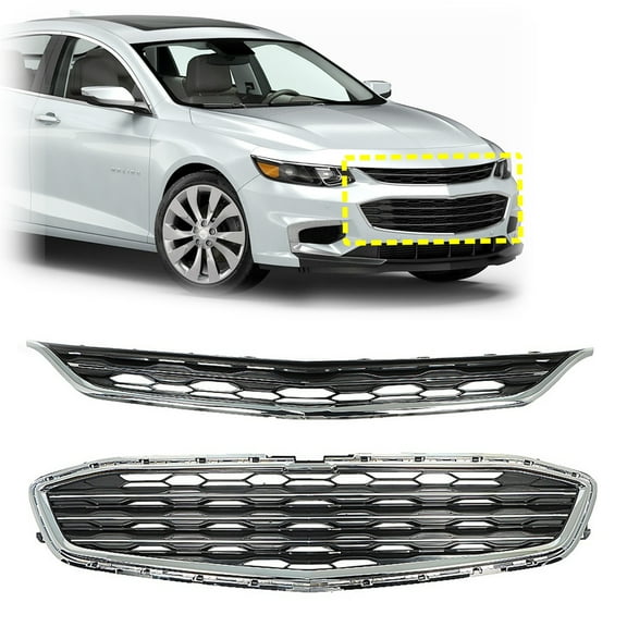 Fit for 16-18 Malibu Grill Chrome Front Bumper Grille Kit (2 Pcs)