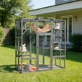 thumbnail image 2 of Pefilos 70" Outdoor Wood Cat House, Catio Kitty Enclosure Large Cat Cage Condo Playpen with Platforms and Small House, Gray, 2 of 8