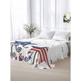 thumbnail image 5 of 4th of July King Size Flat Sheet, Wrinkleproof & Fadeproof Cooling Flat Bed Sheet Only, Blue Red Star Watercolor Independence Day Breathable Soft Bedding Top Sheets 105 x 98 Inches, 5 of 8