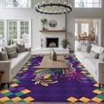 thumbnail image 3 of Large Area Rugs for Living Room Bedroom, Purple Carnival 8'x10' Rug Washable Carpet Runner Indoor Outdoor, Modern Geometric Feathers Ethnic Non Slip Floor Mats Rug for Kitchen, Patio, 3 of 8
