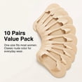 thumbnail image 3 of 10 Pairs Women's No Show Invisible Liner Socks, Thin Nylon Non Slip Low Cut Footies, Soft Silk Hidden Socks for Flats Loafers Dress Shoes, 3 of 7