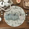 thumbnail image 6 of Smile Pumpkins Eucalyptus Leaves Round Fall Placemats Set of 4, 15 Inch Seasonal Autumn Round Table Mats for Dining Decoration, 6 of 6