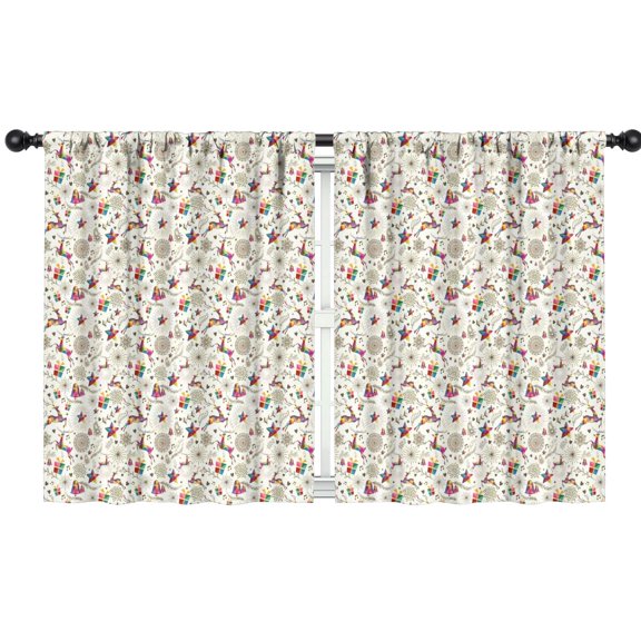 Blackout Kids Curtains,White Christmas Star and Gift Pattern Childrens Insulated Curtains Set Of 2,Bedroom Essentials,Toddler Room Decor 42"x54"