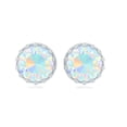 thumbnail image 3 of Rosec Jewels Ethiopian Opal Crown Stud Earrings (4 Carat Opal, AAA Grade) - Rainbow Opal Diamond Earrings - Ready to Gift, 925 Sterling Silver, 3 of 8