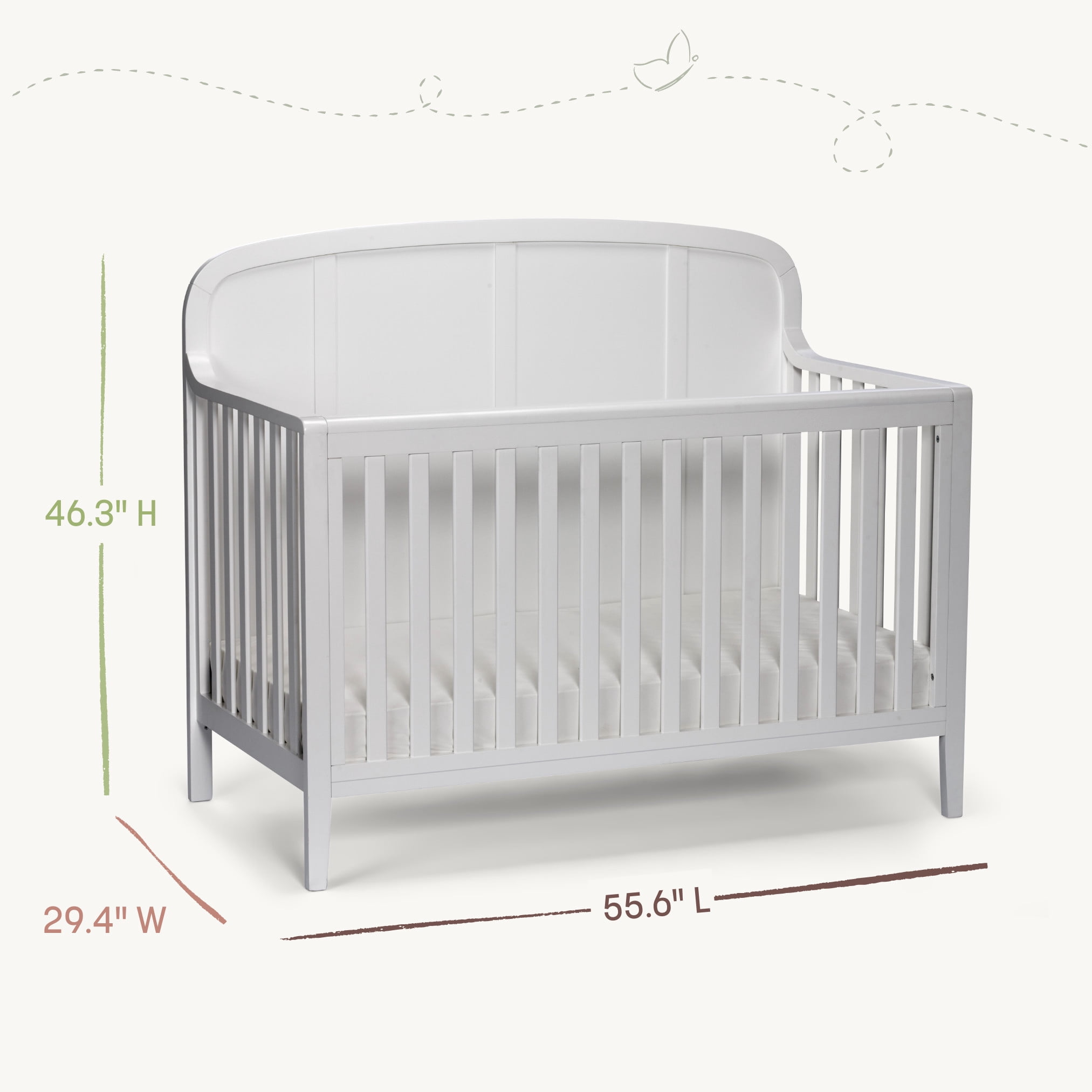 Little Seeds Briar 6-in-1 Convertible Crib , Bottle Green