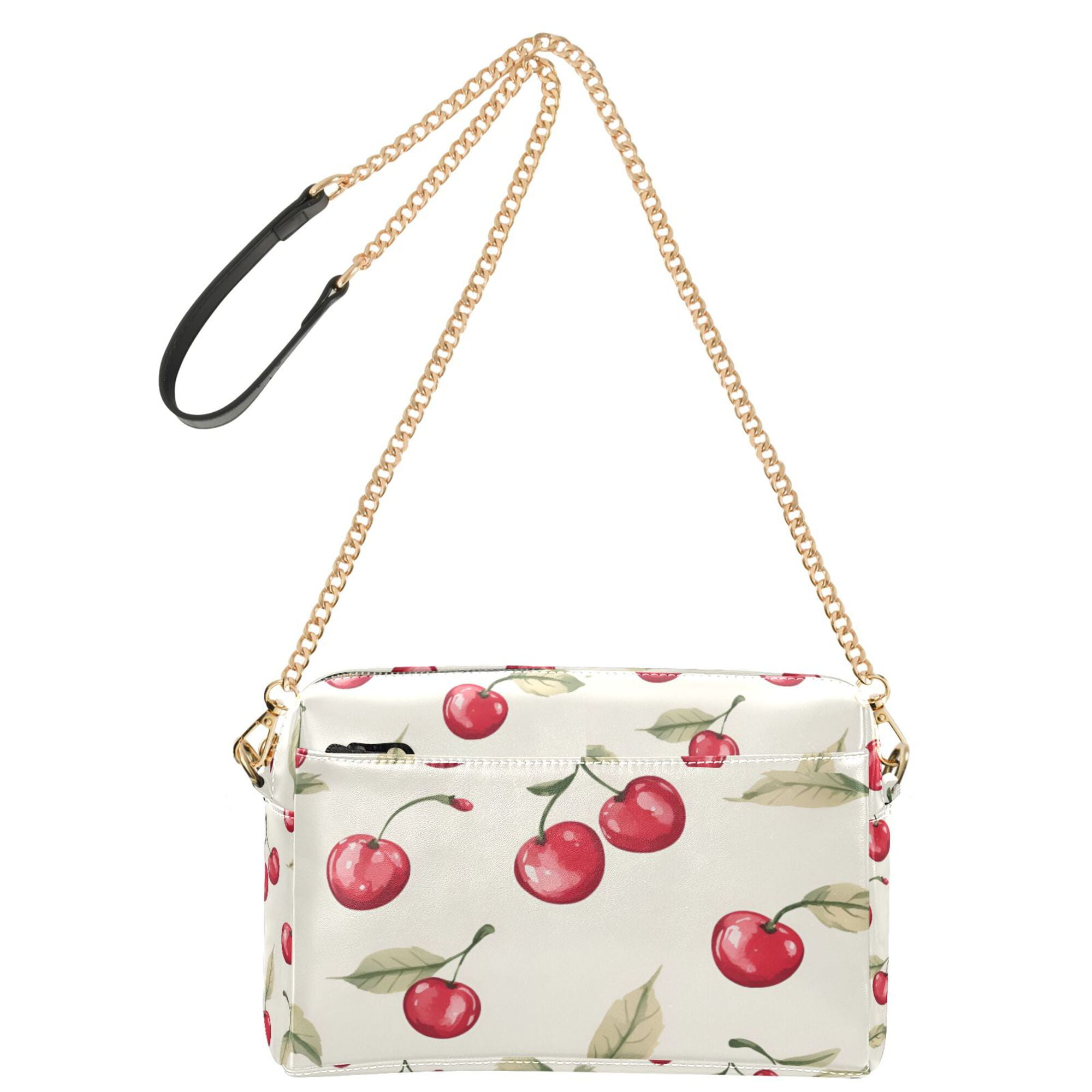 FORMRS Women Crossbody Purse with Chain Strap Vegan Leather Shoulder Handbag, Red Cherry
