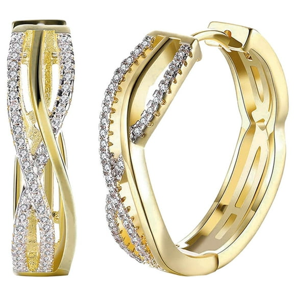 Hermosos Aretes y Pendientes Zirconia2 1 Pza Aretes Redondos/Zirconia Color Oro Metal.