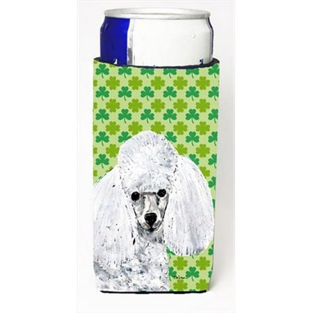 

White Toy Poodle Lucky Shamrock St. Patricks Day Michelob Ultra bottle sleeves Slim Cans 12 Oz.