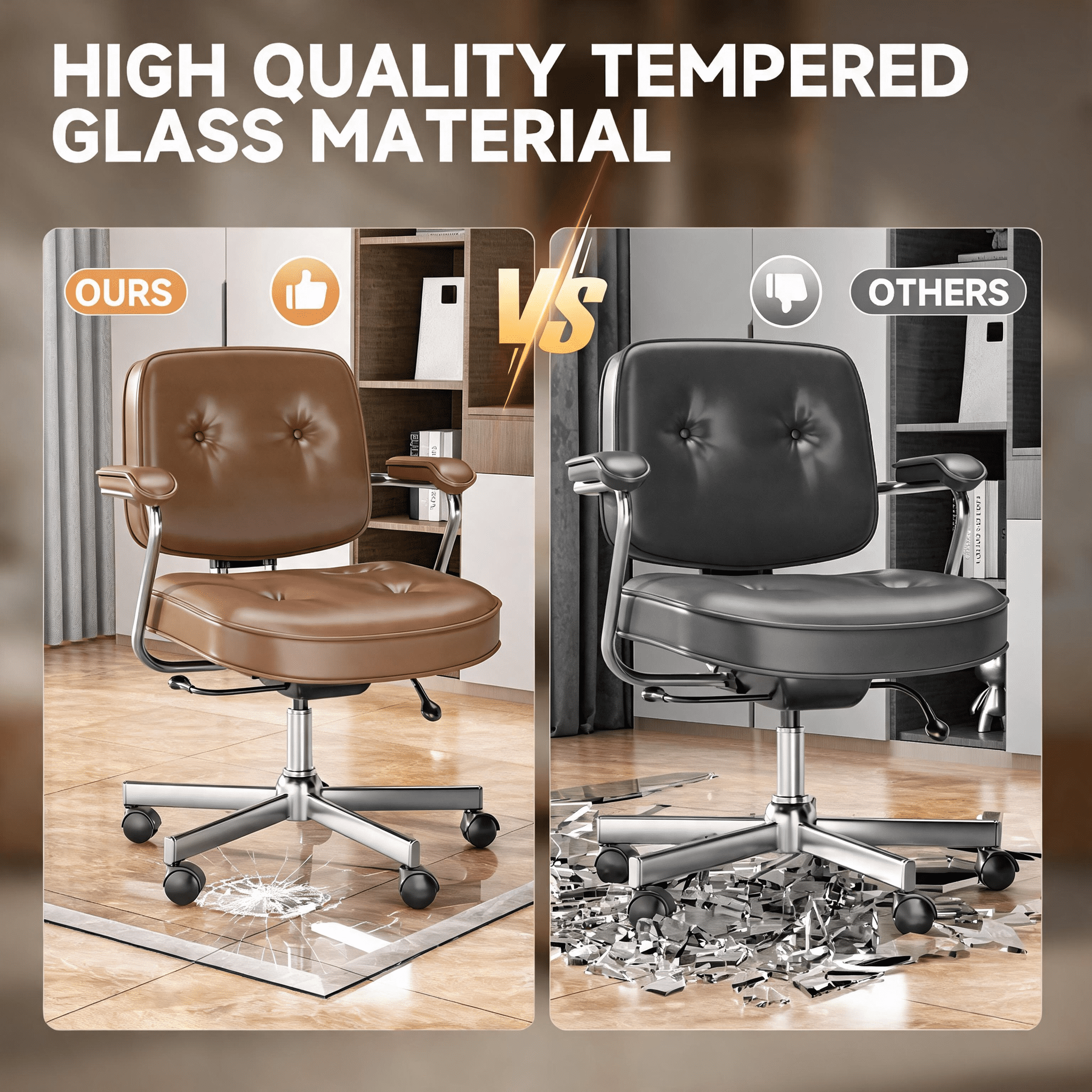 50x44-Inch Tempered Glass Chair Mat with Beveled Edge, 5mm Thick Floor Mat and Office Chair Mat for Carpet and Hardwood Floors, 1000 lb, Transparent