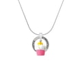 thumbnail image 2 of Delight Jewelry Resin Pink Cupcake with White Frosting Gymnastics Ring Charm Necklace, 18", 2 of 4