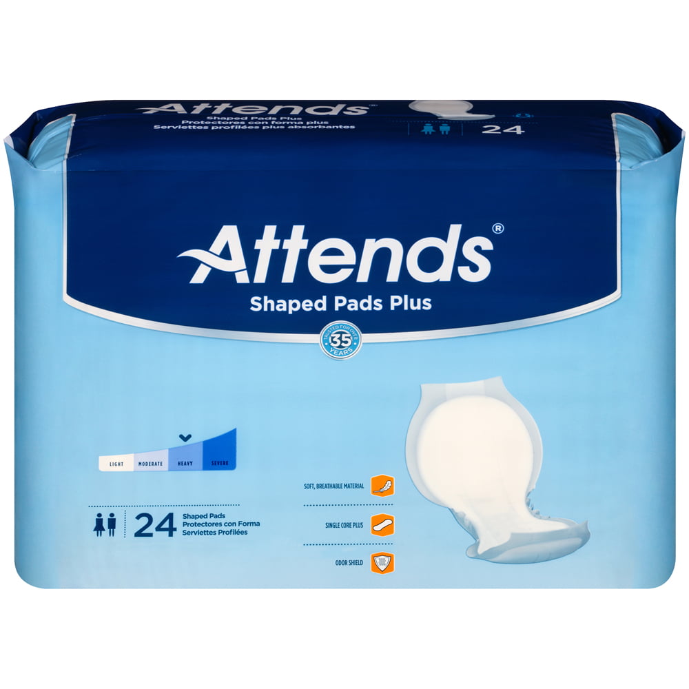 Attends Day Plus Shaped Pads SPDP Case of 96 One Size Fits Most Case of ...