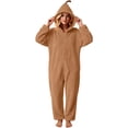 thumbnail image 5 of Xinsrenus Women's Cute Fleece Hooded Jumpsuit Loose Long Sleeve Warm Loungewear Fall Winter Casual Sleepwear, 5 of 7