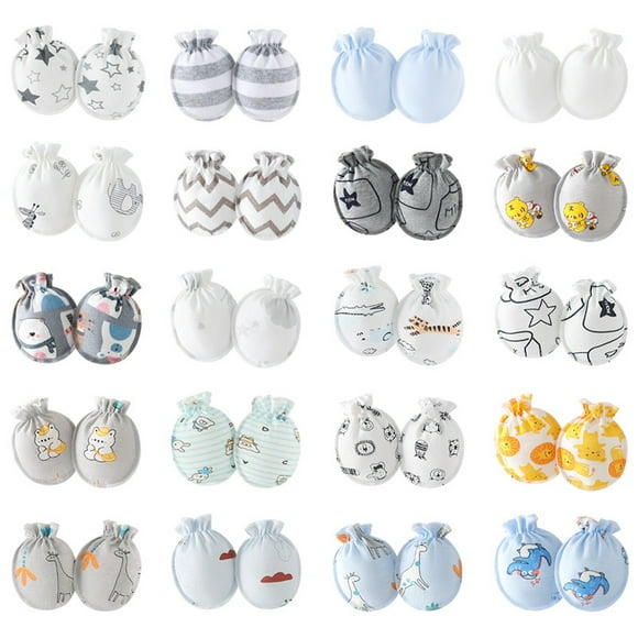 20 Paires Gants pour Nouveau-Né Bébé Anti-Rayures Poignet Élastique Gants Doux pour Bébé Mitaines pour Bébés de 0 à 6 Mois Filles Garçons, Style Aléatoire Gants Mitaines Gants d'Hiver Bleu