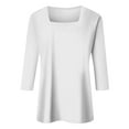 thumbnail image 3 of GceSteap 3/4 Sleeve Tops for Women Square Neck Summer T Shirts Casual Dressy Trendy Blouses Solid Print Tunics XXL, 3 of 4