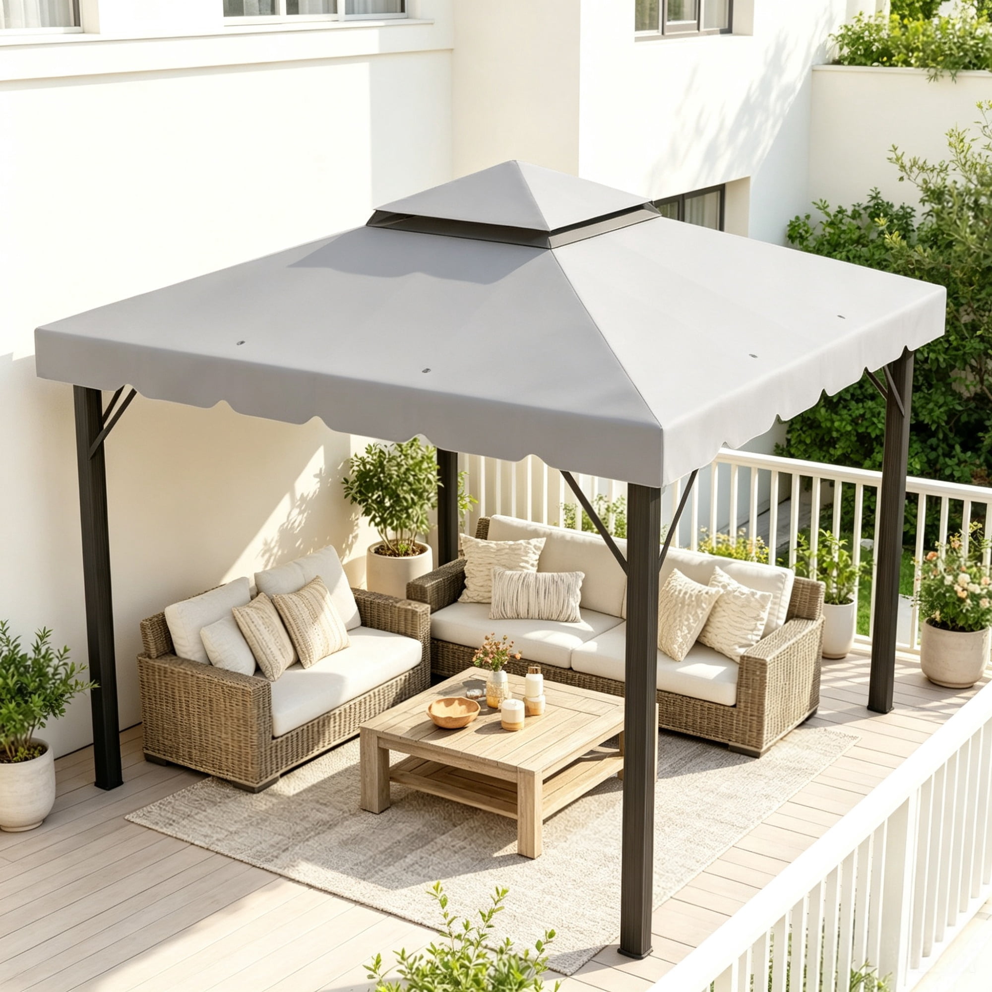 10 x 10 FT Gazebo Canopy Replacement, Light Gray (Only Canopy Roof)