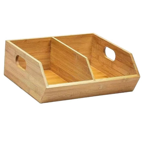Bamboo Storage Bin Kitchen Organizer Fruit Basket Multipurpose Use Hollow Handles for Family Pantry