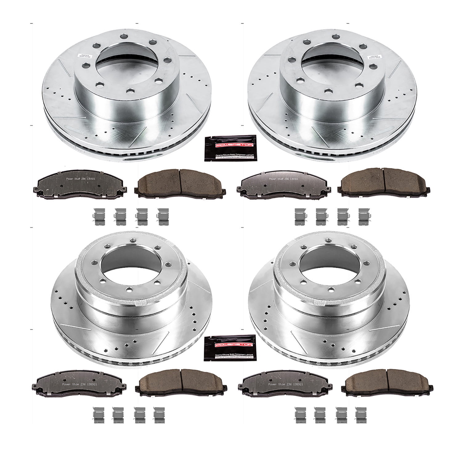 PowerStop Front and Rear Z36 Truck & Tow Carbon-Fiber Ceramic Brake Pad and Drilled and Slotted Rotor Kit Fits: FORD Select Models K6404-36