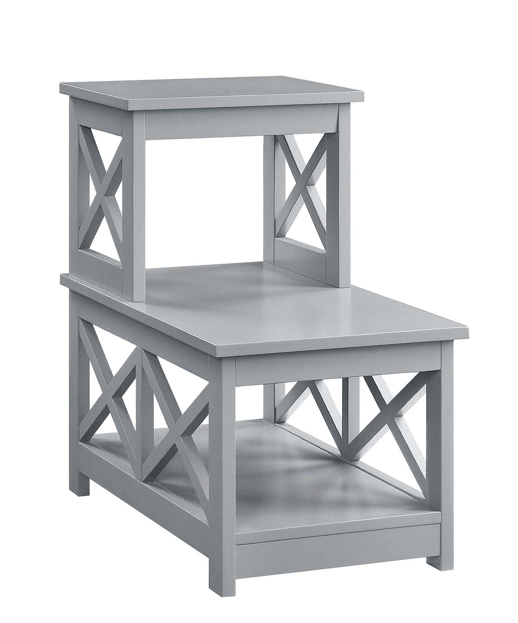 Convenience Concepts Oxford 2 Step Chairside End Table, Gray