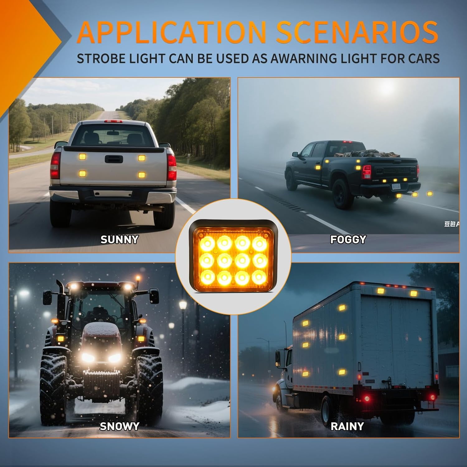 Nilight Magnetic Rechargeable 12LED Wireless Trailer Hazard Warning Light for Trucks, Trailers, Vehicles, Cars, Buses