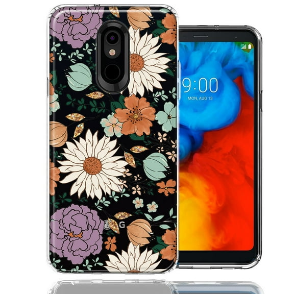 MUNDAZE LG Stylo 4 Feminine Classy Flowers Fall Toned Floral Wallpaper Style Double Layer Phone Case Cover
