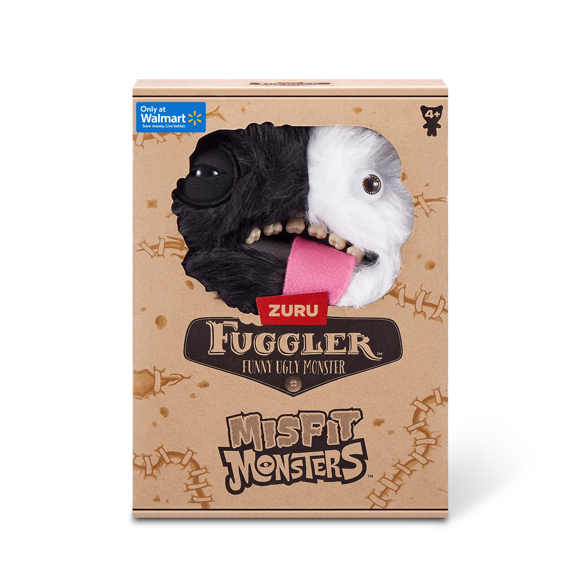 Fuggler Misfit Monsters 9 inch (Wide Eyed Boogah - Black & White), Ugly Monster Stuffed Animal Toy by ZURU