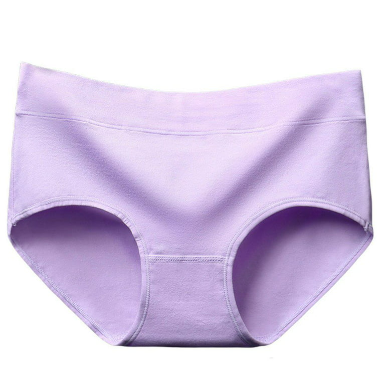 Spdoo Womens Underwear, Cotton Mid Waist Underwear for Women Full Coverage  Soft Comfortable Briefs Panty, Light Purple XL 