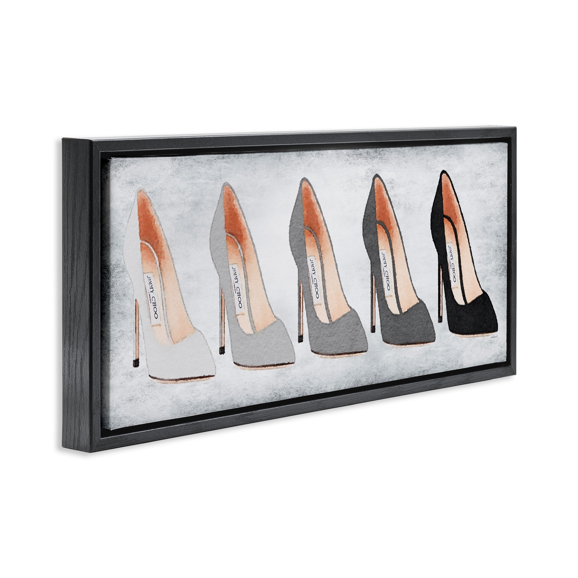 Stupell Industries Glam High Heels Grey Shades Beauty & Fashion Painting Black Floater Framed Canvas Art Print Wall Art, 25 x 11