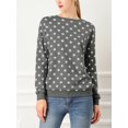 thumbnail image 2 of Jersey De Punto De Lunares De Manga Larga Con Cuello Redondo Elástico De Invierno Otoño Para Mujer Gris XL, 2 of 6