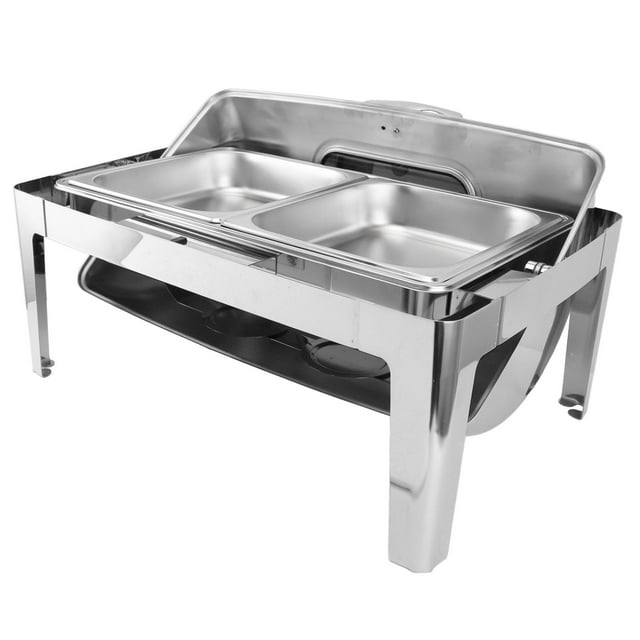 Chafing Dish Rectangular Visible Glass Straight Leg Chafer Warmer for Heated for Cooking Restaurant Rectangle Dinner Stove Lid for Hotel Buffet Restaurant