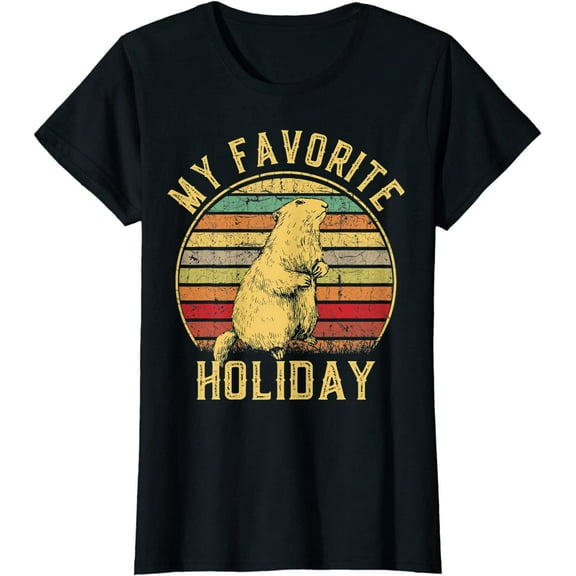 Vintage Retro My Favorite Holiday GroundHog Day T-Shirt