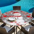 thumbnail image 6 of Grey Snowman Christmas Round Tablecloth, Fitted Table Cover with Elastic for 36"-44" Round Tables, Xmas Balls Snowflake Table Cloth Outdoor Indoor Dinning Party Waterproof Tablecloths, 6 of 7
