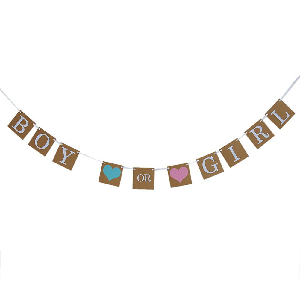 Boy Or Girl Bunting Banner Baby Shower Party Hanging Garland Gender Reveal 