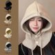 thumbnail image 2 of Gorro de punto con capucha estilo coreano para mujer con banda para el cuello integrada, protección para ciclismo, orejeras gruesas, poliéster, cálido y cómodo, adecuado para circunferencias de cabeza, 2 of 5