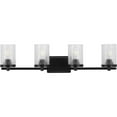 thumbnail image 4 of Fawcett Collection Four-Light Matte Black Clear Patterned Glass Transitional Bath Vanity Light, 4 of 5