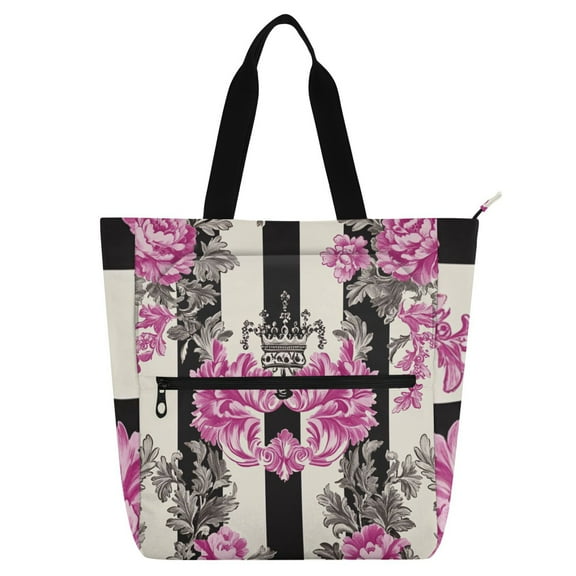 DIXRUYEE Book Tote Bag Casual Style Creatively Floral Crown Printed