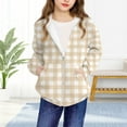 thumbnail image 4 of Ugoldhm Girls Plaid Zip-Up Hoodie Soft Flannel Lined Jacket, Cozy Casual Sweatshirt with Pockets, 4 of 8