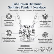JeenMata Lab Grown Diamond 0.50 Carat Round Cut Classic Solitaire Pendant Necklace - in 18K White Gold Plating for Women