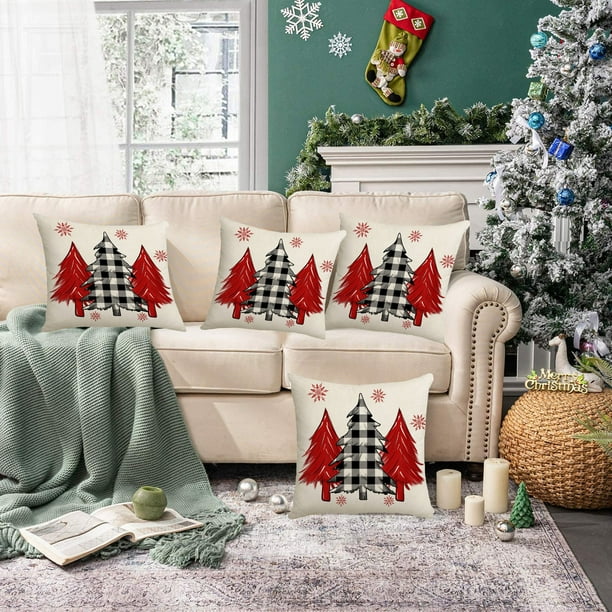 Adornos navideños, funda de almohada navideña de 45 x 45 cm, ideal para decoración navideña, ideal para sofás y el hogar.