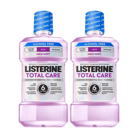 Listerine Total Care Anticavity Mouthwash Mild Mint No Burn Alcohol Free, 2 Pack of 33.8 fl oz
