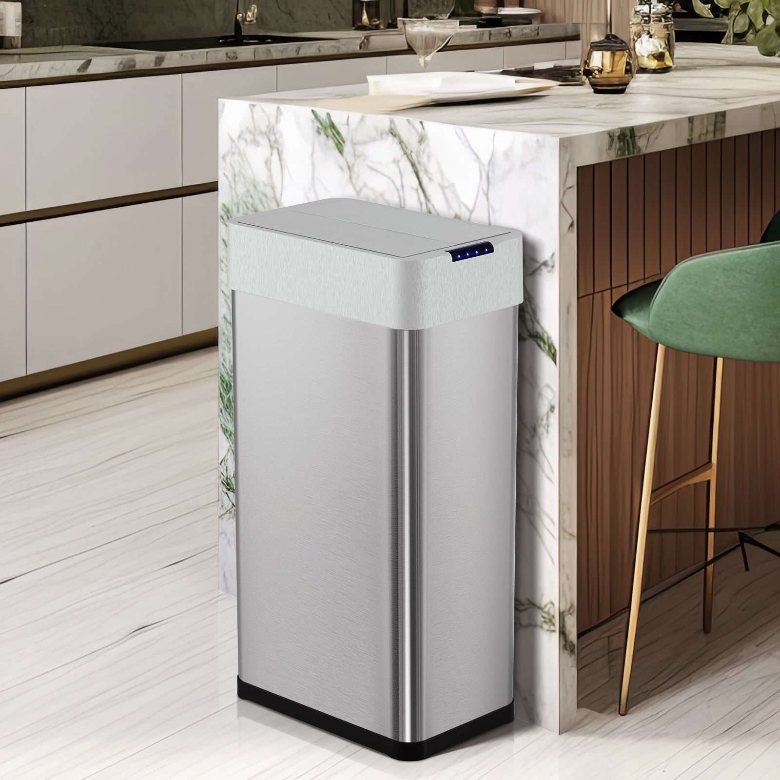 LAZY BUDDY 21 Gal Motion Sensor Trash Can Motion Sensor Garbage Bin, Touchless Brushed Wastebasket, 80L Stainless Steel Kitchen Bin W/Butterfly