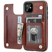 iPhone 11 Wallet Case with Card Holder,OT ONETOP PU Leather Kickstand Card Slots Case,Double Magnetic Clasp and Durable