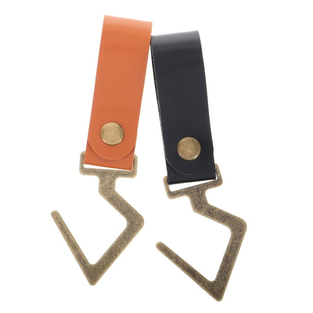 2 correas de cuero sintético con ganchos, estilo retro, para el hogar, de metal, para abrigos y sombreros, para acampar al aire libre, para colgar en la pared del coche.