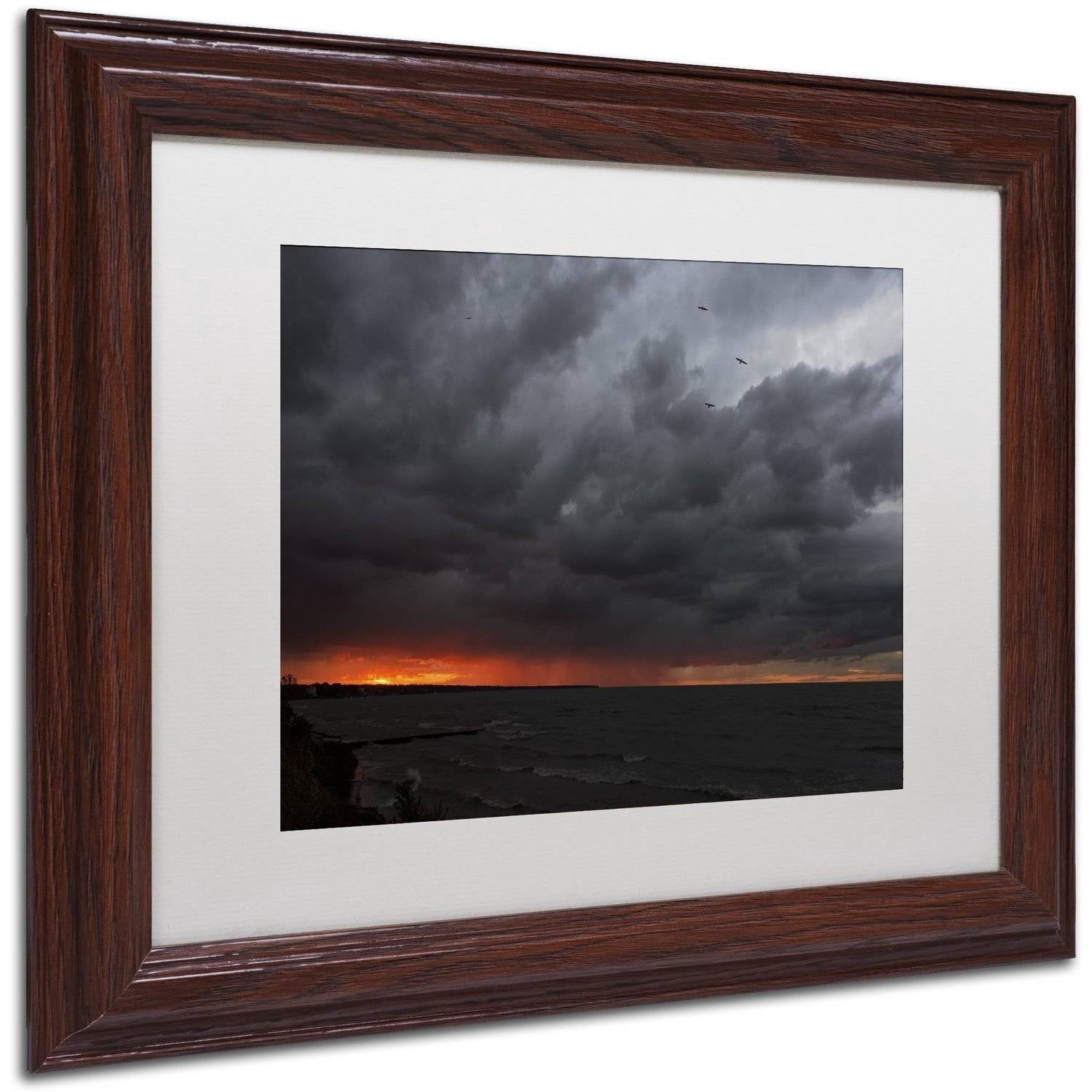 Trademark Fine Art "Stormy October Sunset" Canvas Art by Kurt Shaffer, White Matte, Wood Frame