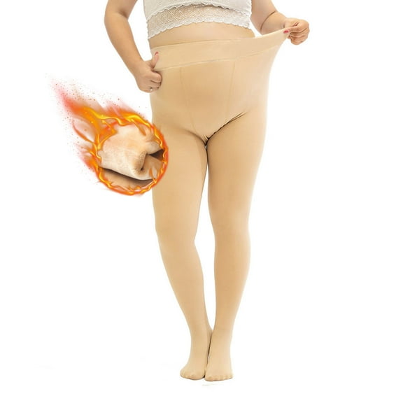 jsaierl Plus Size Fleece Lined Tights Women Winter Thermal Pantyhose Leggings Warm Stretch Stocking