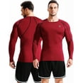 thumbnail image 3 of NELEUS Men Compression Shirts Workout Running Shirts Dry Fit Long Sleeve 3 Pack,Black+Gray+Red,US Size S, 3 of 8