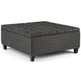 thumbnail image 3 of Harrison 36 inch Wide Transitional Coffee Table Storage Ottoman in Ebony Tweed Look Fabric, 3 of 11