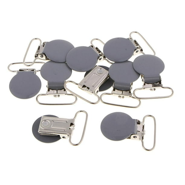 10 unidades de pinzas para chupetes para ligueros, faldas, monos y decoración de bolsos. gris