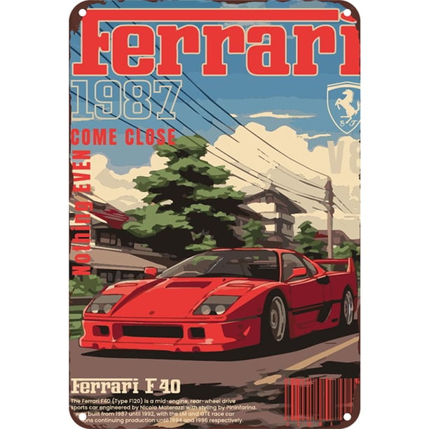 Chapa Metal para Coche F40 Pintura Hierro Rectangular Pared Y Bar 20x30cm