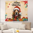 thumbnail image 2 of Merry Christmas Santa Basset Hound Scarf Twinkling Lights Xmas Holiday Tapestry Bassets Dog Breed Lovers Gifts Idea Wall Hanging Backdrop Home Decor - 00022, 2 of 5